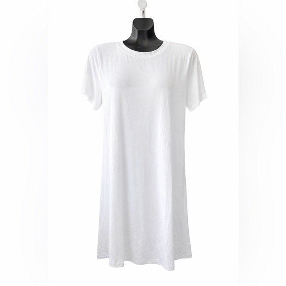Tops - White Cotton Blend Longline Tee | Tunic Length | Unbranded